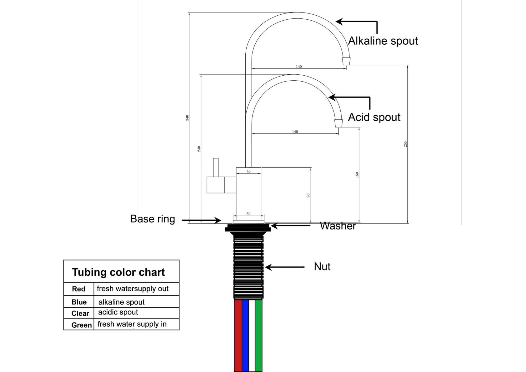 Baterie čtyřcestná ATOM 006 Chrom 1/4“